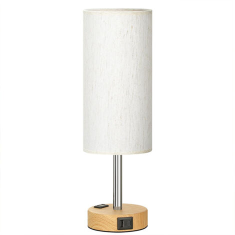 Lampe de chevet tactile avec port de chargement USB, luminosité réglable et abat-jour en lin, idéale pour la chambre ou le salon (1/4)