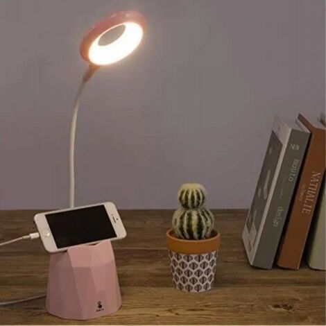 Lampe de Bureau, Lampe de Bureau Led Dimmable, Lampe de Table pour Protéger les Yeux des Enfants avec 3 Modes d'éclairage (rose)