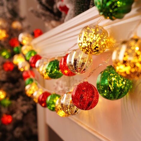 Guirlande lumineuse LED, décorations de Noël, alimentation USB, 3 mètres de long – motif boule en forme de diamant. (1/3)
