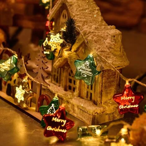 Guirlande lumineuse LED, décorations de Noël, alimentation USB, 3 mètres de long – motif étoile à cinq branches. (1/3)