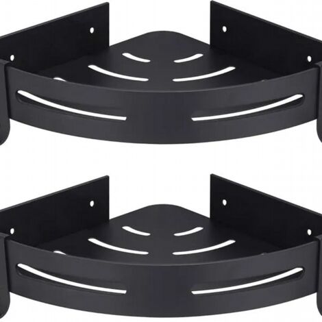 Étagère d'angle de douche noire, sans perçage, rangement de salle de bain, accessoires de salle de bain - 2 pièces (1/3)
