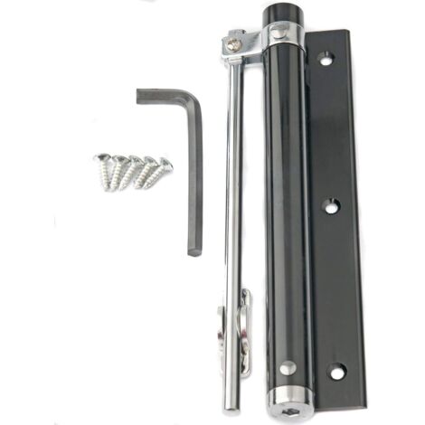 Ferme-porte en aluminium léger, aussi léger qu'une plume, à ressort, réglable, à montage automatique, pour usage résidentiel et commercial (180 mm noir avec 5 vis) - 1 paquet (1/5)