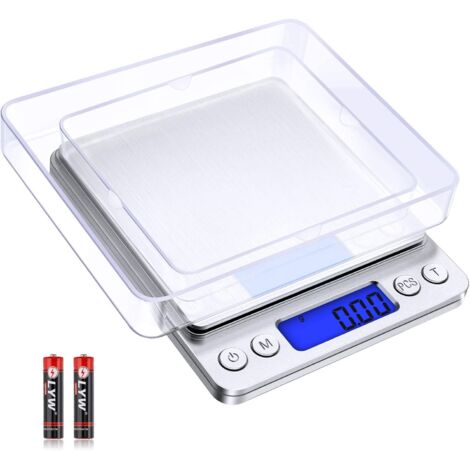 Balance de Précision 500g/0.01g, Balance de Cuisine/Balance de Poche/Balances de Bijoux, Haute PréCision Balance Électronique, Écran LCD Rétroéclairé, Fonction Tare & PCS, avec 2 Plateaux (1/5)