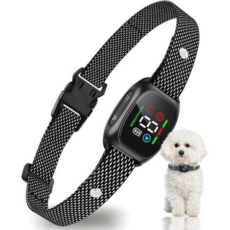 Collier anti-aboiement automatique intelligent pour petits, moyens et grands chiens (2,3 à 6,8 kg), avec 4 modes et 8 niveaux de sensibilité, étanche IP67 et résistant aux chocs (noir) (1/4)