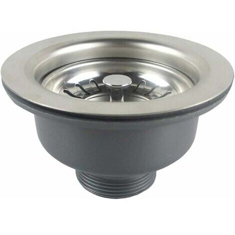 Bonde évier sans trop plein – Panier inox 114 mm – Acier inoxydable – Finition satinée anti-rayures – Compatible éviers en granit et céramique (1/5)