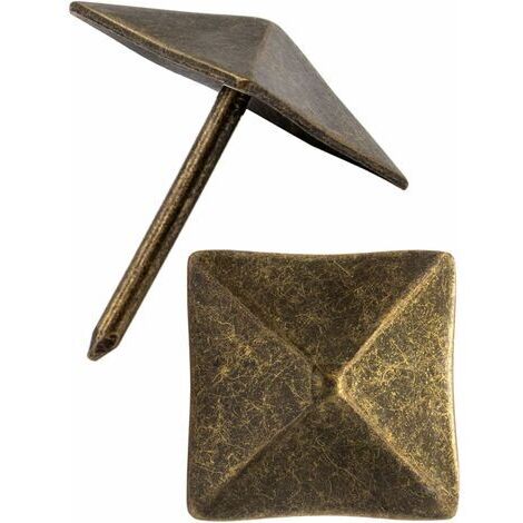 Lot de 30 clous à tête décorative, clous d'ameublement, clous décoratifs, clous décoratifs, ferrures vintage laiton bronze vieilli, 14 x 14 mm (1/5)