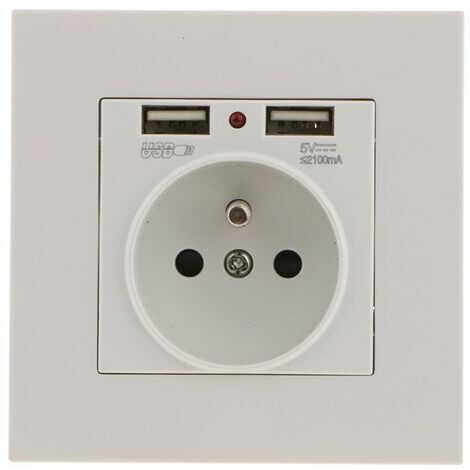 Prise électrique murale encastrable avec double USB 5V 2,1A – Charge rapide pour appareils numériques – Installation facile dans espaces confinés - 2100mA (1/5)