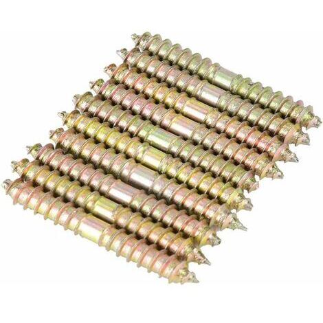 10pcs Vis à Tête Cylindrique à Double Terminé Goujon Vis de Filetage Autotaraudeuse Boulons Filetés À Bois Mobilier Connecteur Goujons Tiges 6 50mm (1/5)
