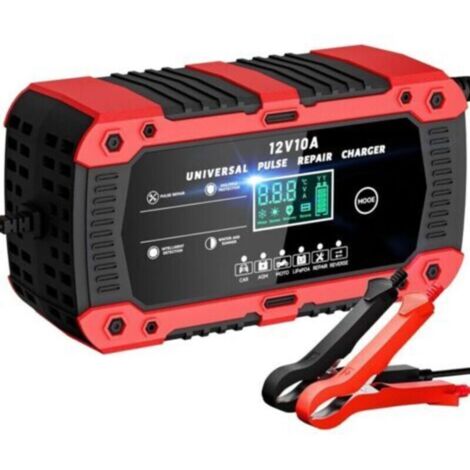 Chargeur de Batterie Voiture 12V 10A LiFePO4 Chargeur Batterie pour Auto Moto Intelligent avec Réparation Écran LCD 6 Modes pour AGM Gel SLA Wet LiFePO4 (1/4)