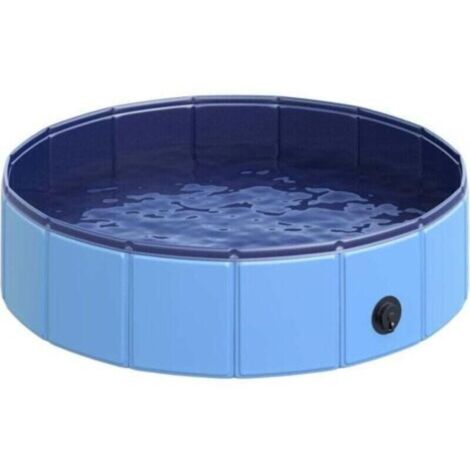 Piscine pour Chien Bassin PVC Pliable Anti-Glissant Facile à Nettoyer diamètre 80 Hauteur 20 cm Bleu (1/4)
