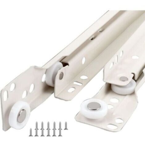 Glissières Guidage De Tiroir 250 350 400 550mm Rails À Rouleaux Coulisses Pour Tiroirs Meuble Armoire Cuisine, En Métal Robuste, 1 Paire Blanc Rail Coulissant Charge Lourde 50Kg (1/4)