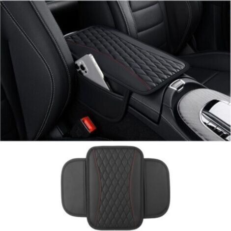 Coussin d'Accoudoir Voiture,Coussin Accoudoir en Microfibre Cuir avec 2 Poches de Rangement Voiture,Accessoire Voiture Interieur Housse Accoudoir Voiture pour La Plupart des Véhicules (Noir) (1/4)