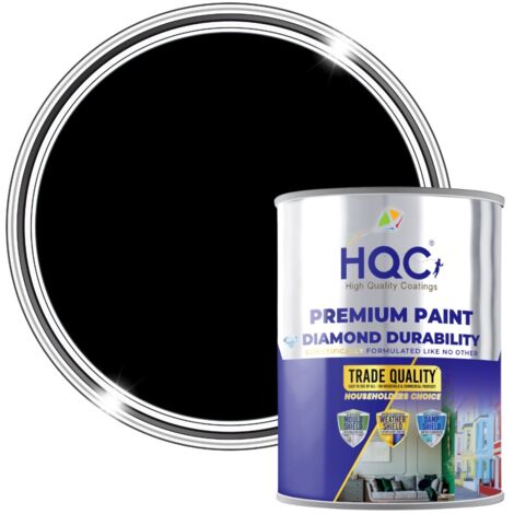 HQC Satin Paint - Smooth, Durable Satin Finish For Walls & Ceilings - Satin Black - 1L