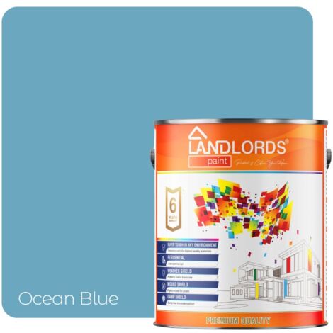 Landlords Paint - Masonry Paint - Best Weatherproof Exterior Wall Protection - Ocean Blue - 2.5L