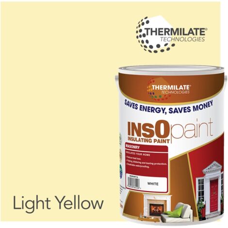 InsOpaint Exterior Masonry Paint - Heat Reflecting, Insulating & Weatherproof Exterior Wall Protection - Light Yellow - 5L (1/5)