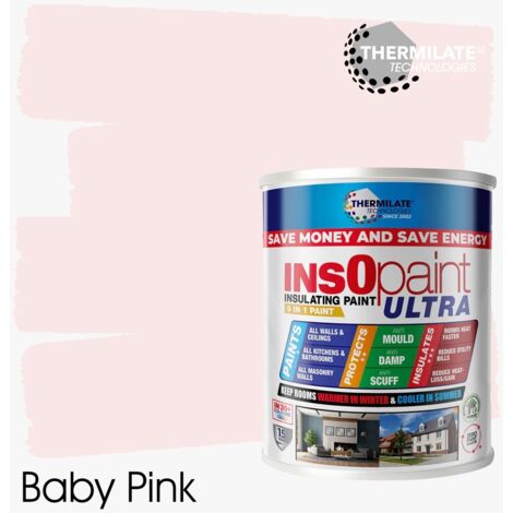 InsOpaint ULTRA - 9 IN1 Interior & Exterior Paint-  Insulating & Energy Saving Interior Walls & Ceilings - Baby Pink - 1L