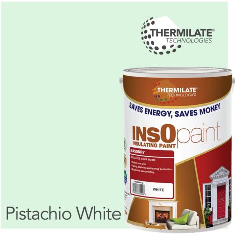 InsOpaint Exterior Masonry Paint - Heat Reflecting, Insulating & Weatherproof Exterior Wall Protection - Pistachio White - 5L (1/5)