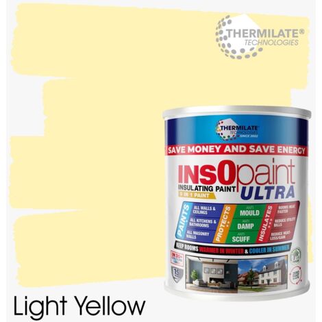 InsOpaint ULTRA - 9 IN1 Interior & Exterior Paint- Insulating & Energy Saving Interior Walls & Ceilings - Light Yellow - 1L
