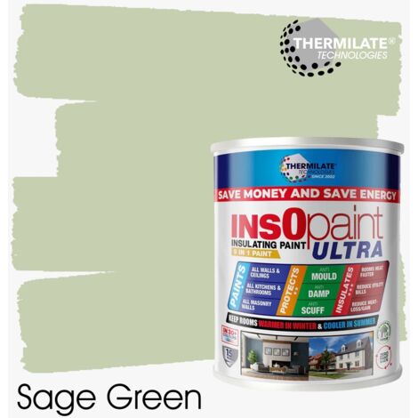 InsOpaint ULTRA - 9 IN1 Interior & Exterior Paint-  Insulating & Energy Saving Interior Walls & Ceilings - Sage Green - 5L