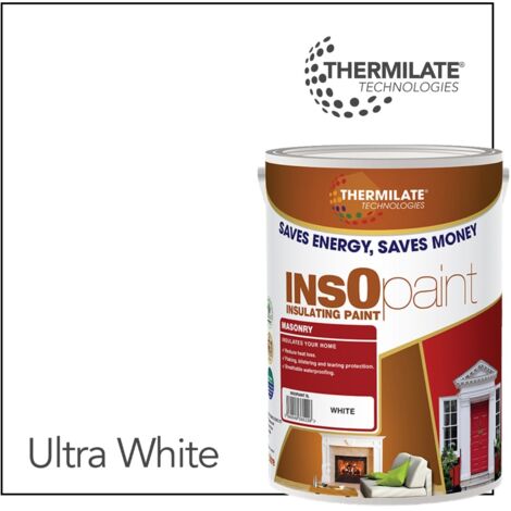 InsOpaint Exterior Masonry Paint - Heat Reflecting, Insulating & Weatherproof Exterior Wall Protection - Ultra White - 5L (1/5)