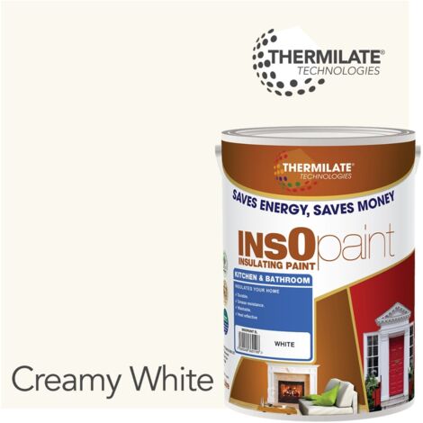 InsOpaint Kitchen & Bathroom Paint - Best Anti-Mould Protection, Insulating Walls & Ceilings - Creamy White - 5L
