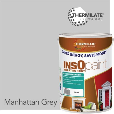 InsOpaint Anti Condensation Paint - Stops Condensation on Interior Walls & Ceilings - Manhattan Grey - 5L