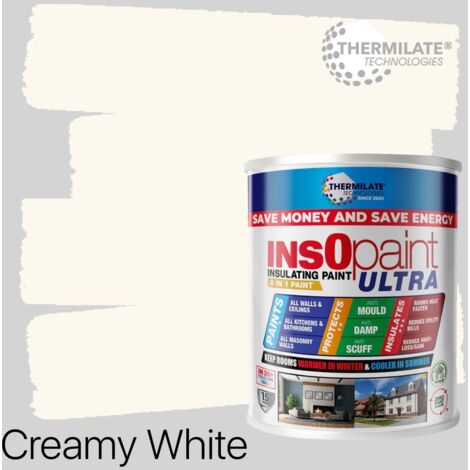 InsOpaint ULTRA - 9 IN1 Interior & Exterior Paint- Insulating & Energy Saving Interior Walls & Ceilings - Creamy White - 1L