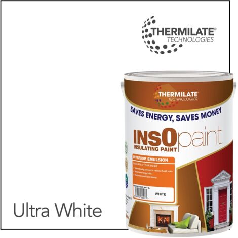 InsOpaint Interior Emulsion Paint - Anti Mould, Insulating & Snergy saving for Interior Walls & Ceilings - Ultra White - 5L (1/5)