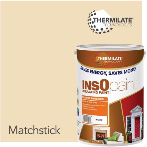 InsOpaint Interior Emulsion Paint - Anti Mould, Insulating & Snergy saving for Interior Walls & Ceilings - Matchstick - 5L