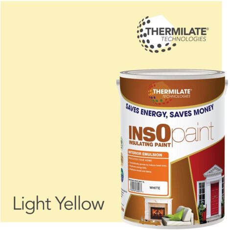 InsOpaint Interior Emulsion Paint - Anti Mould, Insulating & Snergy saving for Interior Walls & Ceilings - Light Yellow - 5L (1/5)