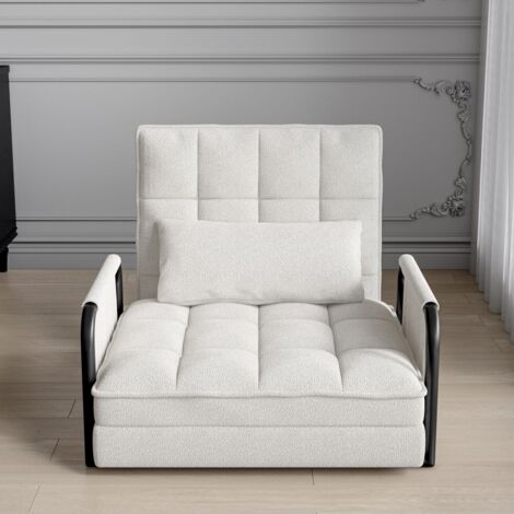 Klappbares Schlafsofa, umwandelbar, in 5 Positionen verstellbar, mit Armlehnen und Aufbewahrungstaschen, beige (1/5)