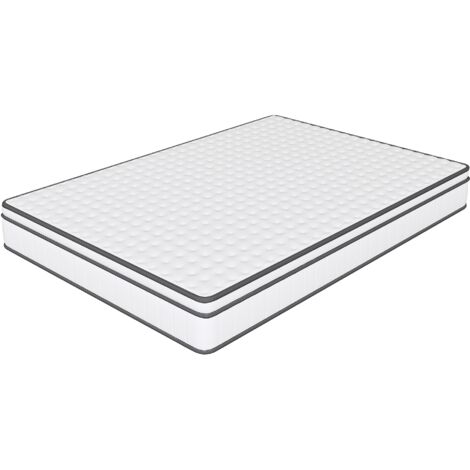 Materasso 140x200 cm - Altezza 25 cm Molle insacchettate, rigidità media, coprimaterasso integrato, schiuma e molle, bicolore bianco e grigio (1/5)