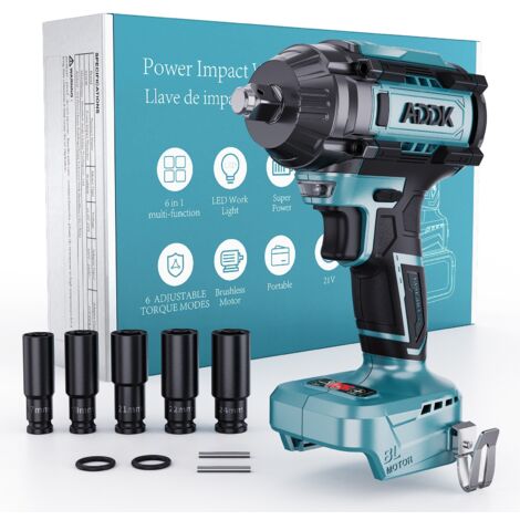 Avvitatore elettrico a percussione senza fili 21 V, 1000 FT-LBS (1356 Nm), motore brushless, 6 velocità, display digitale, compatibile con batterie Makita
