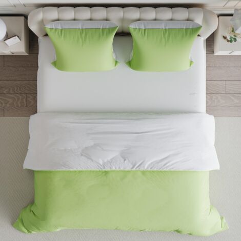 Set letto 4 pezzi - 140x200 cm - Copripiumino, lenzuolo con angoli e 2 federe - Microfibra antigrinze - Verde