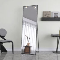 Specchio su piedistallo rettangolare - 162x53 cm - Cornice in metallo - Specchio HD grande - Nero