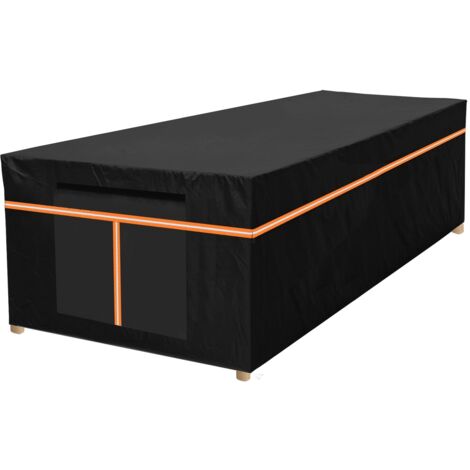 Funda protectora para salón de jardín - 180 x 120 x 74 cm - Oxford 600D - Impermeable, anti-UV, bandas reflectantes, negro (1/5)