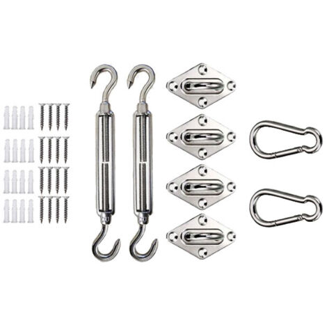 Kit de Fixation pour Voile D'ombrage, Acier Inoxydable Soleil Voile D'ombrage Kit de Fixation pour Triangle et Carré, Rectangle, du Soleil Voile D'ombrage Accessoires de Fixation(304 M6) (1/5)
