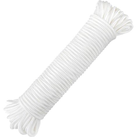Corde de 8 mm, Corde en Nylon Épais, Peut Supporter 250 kg, Utilisée pour Le Regroupement en Plein Air, Le Camping et Le Séchage des Vêtements, Blanc (1/5)