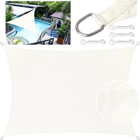 Toile Ombrage Exterieur Rectangulaire Triangulaire Voiles d'Ombrage Voiles d'Ombrage pour Patio Imperméable UV Protection avec Corde de Fixation (4x5M, Blanc) (1/5)