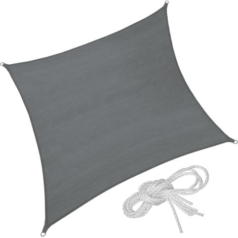 Voile d'ombrage Protection UV Solaire Toile tendue Parasol carré Gris Jardin Plage de Sable 5X 5m (1/5)