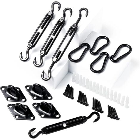 Kit de Fixation pour Voile d'ombrage, Kit de Voile d'ombrage pour Une Installation Acier Inoxydable 304 Tendeur Toile Ombrage - 44pcs (1/5)
