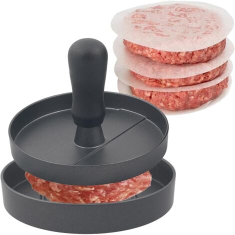 APEX Moule à hamburger en aluminium avec 200 feuilles de papier antiadhésif, compatible lave-vaisselle (noir). (1/5)