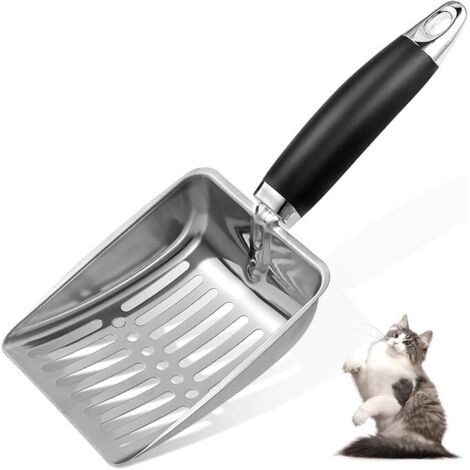 APEX Pelle à litière pour chat en acier inoxydable, pelle en maille robuste, facile à nettoyer, adaptée au bac à litière pour chat (1/5)