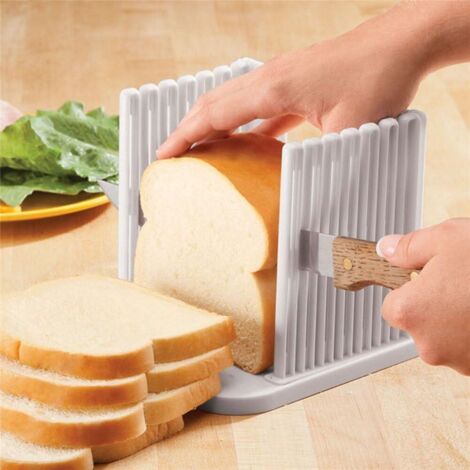 APEX Trancheuse à pain réglable/guide de découpe pour pain maison, trancheuse à pain en plastique, outil de cuisine pliable (blanc)