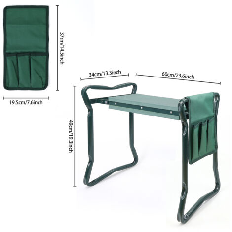 APEX Siège de jardin pliable et multi-usage avec poignées Coussin de jardin portable et léger Tabouret et chaise robustes