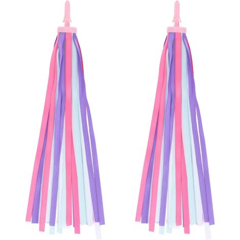 APEX Rubans arc-en-ciel pour vélo enfant, 2 pièces, poignées de guidon colorées, rubans à pompons, accessoires de porte-bagages (1/5)