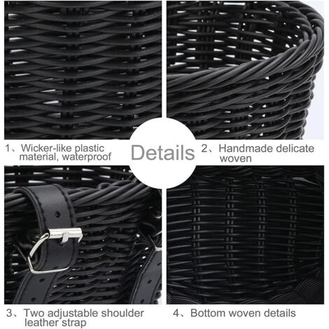 Panier Vélo Enfant En Osier Tressé Plastique, étanche, Avec Sangles Réglables – Compatible 12-20 Pouces, Tricycles Et Trottinettes