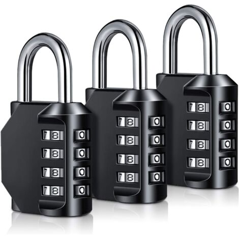 APEX Cadenas à combinaison robustes - Cadenas à combinaison 4 chiffres résistant aux intempéries, réinitialisable- Lot de 3 (1/5)