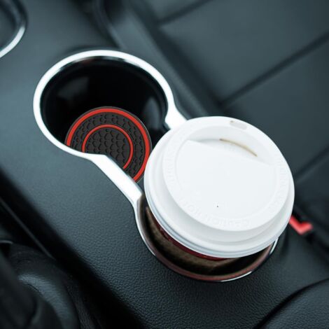 Sous-verres Pour Voiture BommFu Lot De 2 - PVC Antidérapant, 7x7cm, Imperméable Et Lavable - Protège Les Porte-gobelets Des Déversements