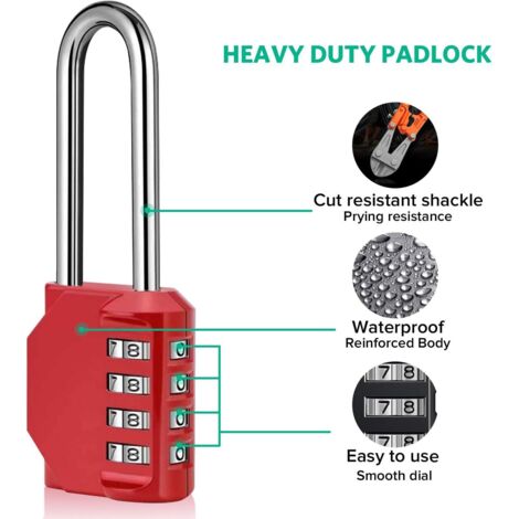 Cadenas à Combinaison 5 Chiffres En Alliage Zinc – Sécurité Renforcée Pour Vélo, Casier, Valise – Rouge
